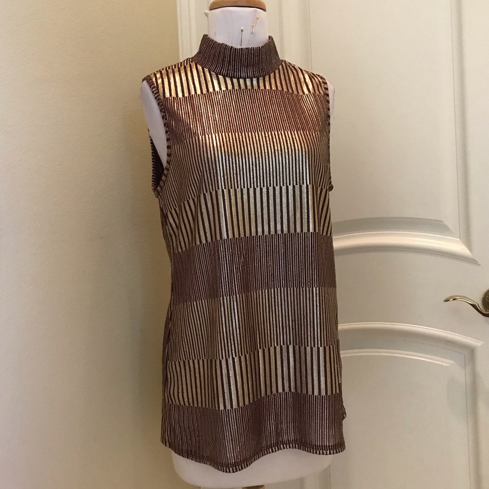 NWOT Espresso burgundy and gold knit top